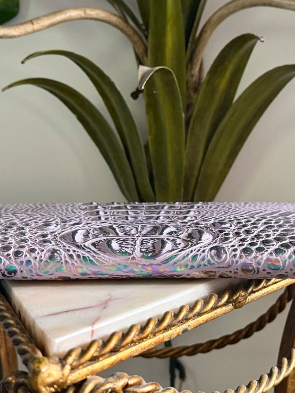 💜 NWOT Brahmin Violet Wonderland Iridescent Leather Journal Front EYE 💜 - Picture 7 of 13